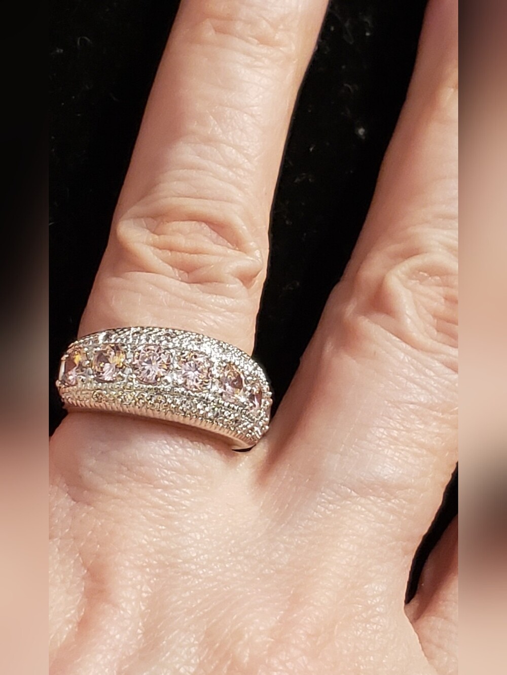 NEW Sterling Stamped Pale Pink Sapphire Fashiin Ring, Dome Setting, Size 6-Wow